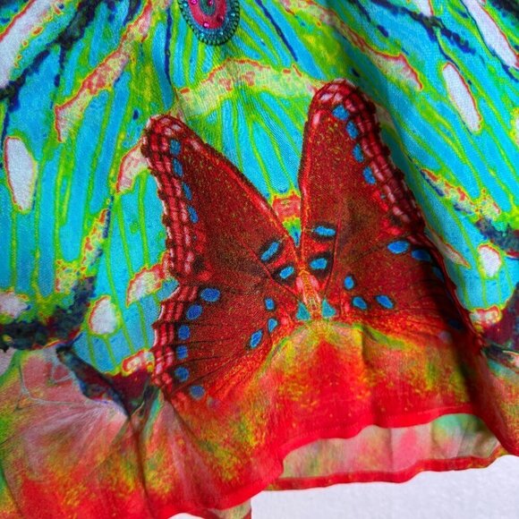 Shahida Parides Plunging Neck Short Dress Silk #1425-16 - Picture 12 of 12
